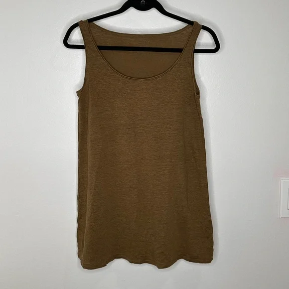 Eileen Fisher Earthy Brown Organic Linen Tank Top - Picture 3 of 12